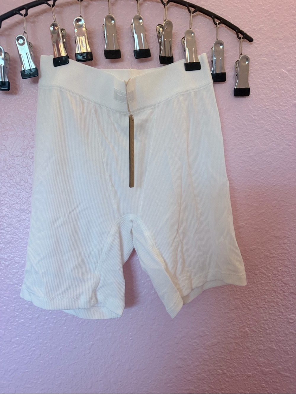 Women’s SKIMS White Ribbed Bike Shorts